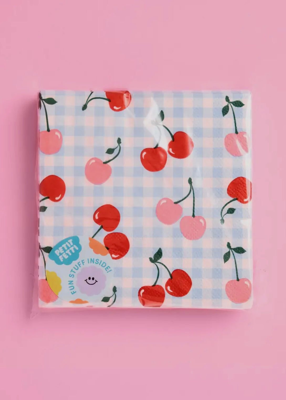 Ma Cherie Cherry Gingham Napkins - 25 Paper Napkins