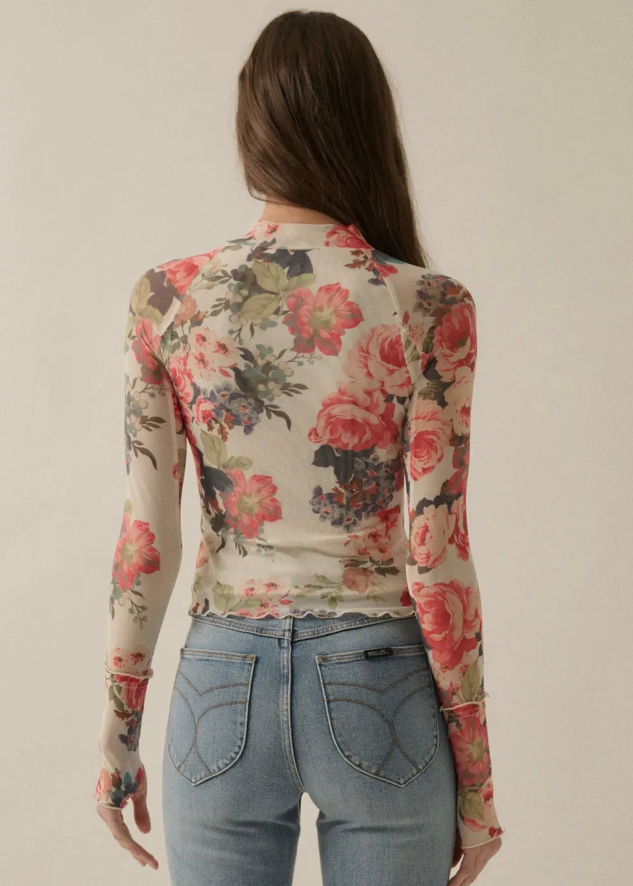 See Right Through You Spring Floral Thumbhole Top