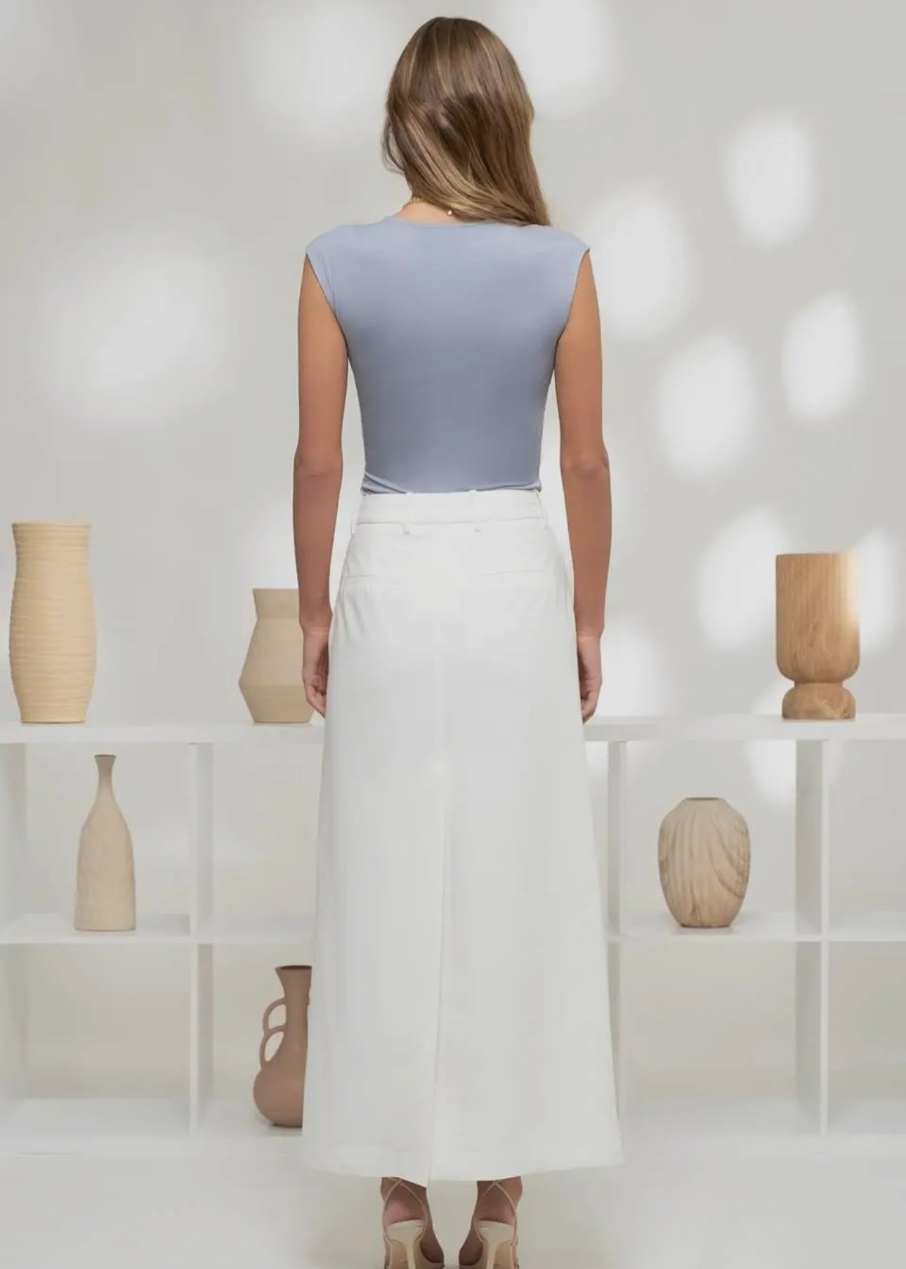 In the Clouds Knit Sleeveless Top in Dusty Blue