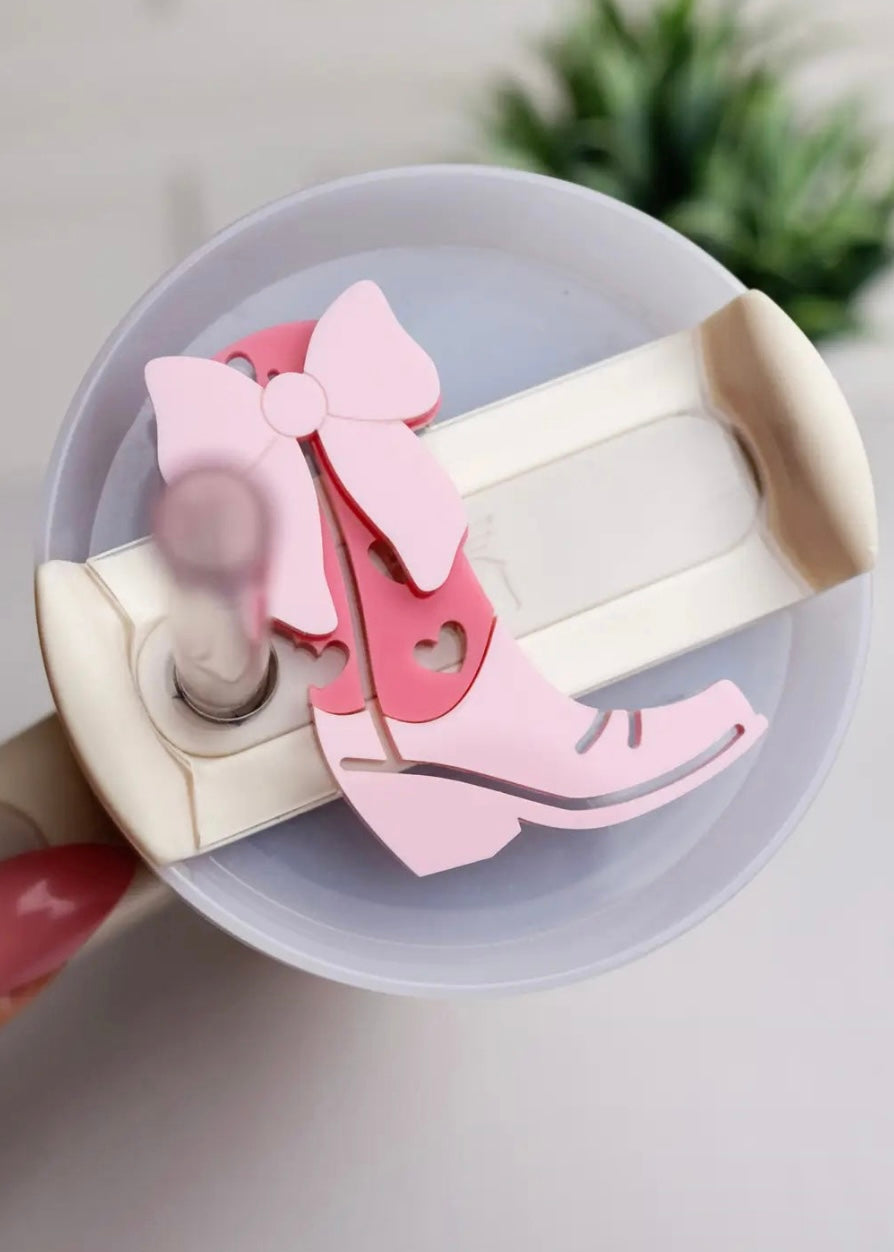 Acrylic Boot & Bow Tumbler Topper