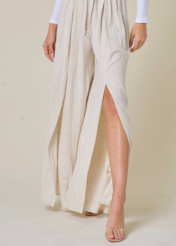 Walk on the Beach Linen Leg Wrap Pants