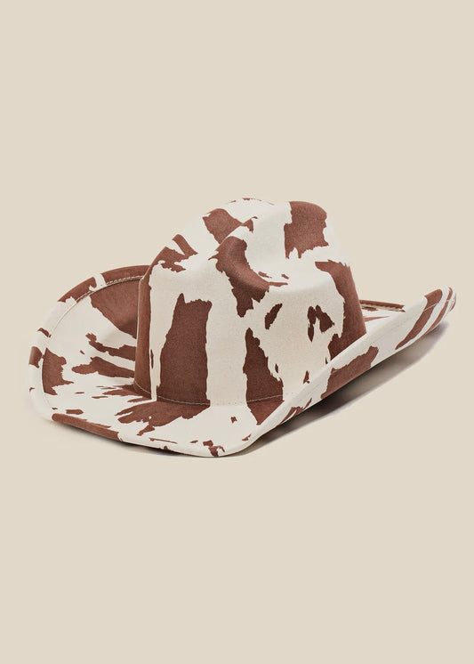 Western Winslow Cowboy Hat in Brown Cow Print