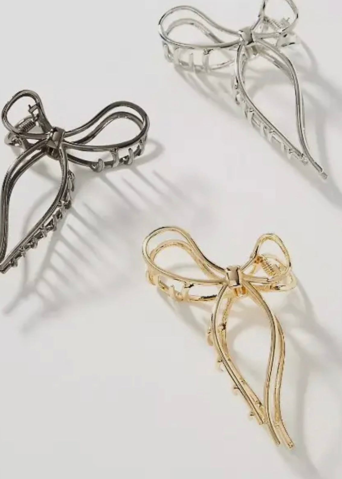 Gold & Silver Metal Bow Claw Clips