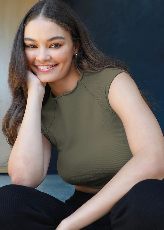 Keep it Cute Crop Top in Oak Moss