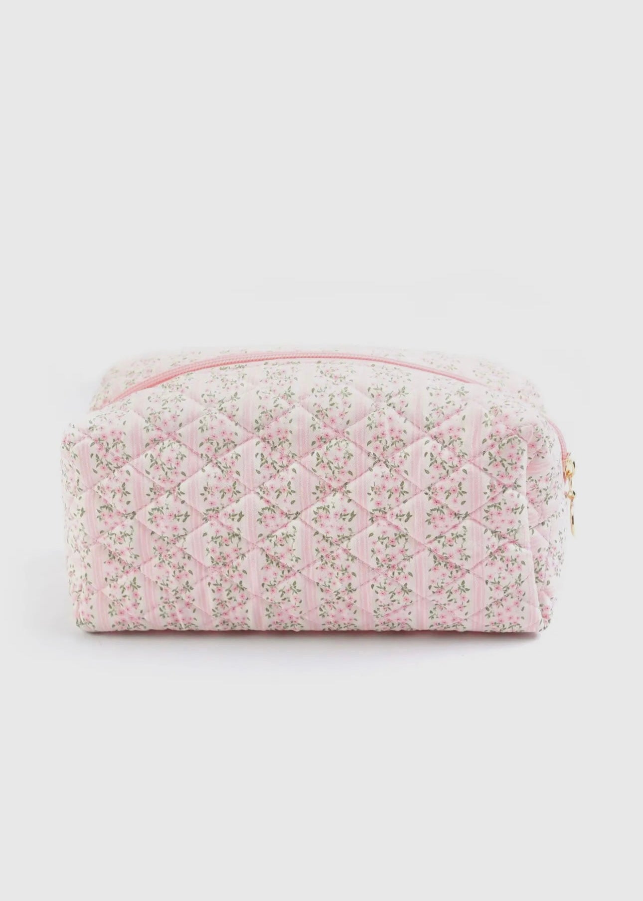 Blossom Elegance Quilted Floral Cosmetic Bag in Pink