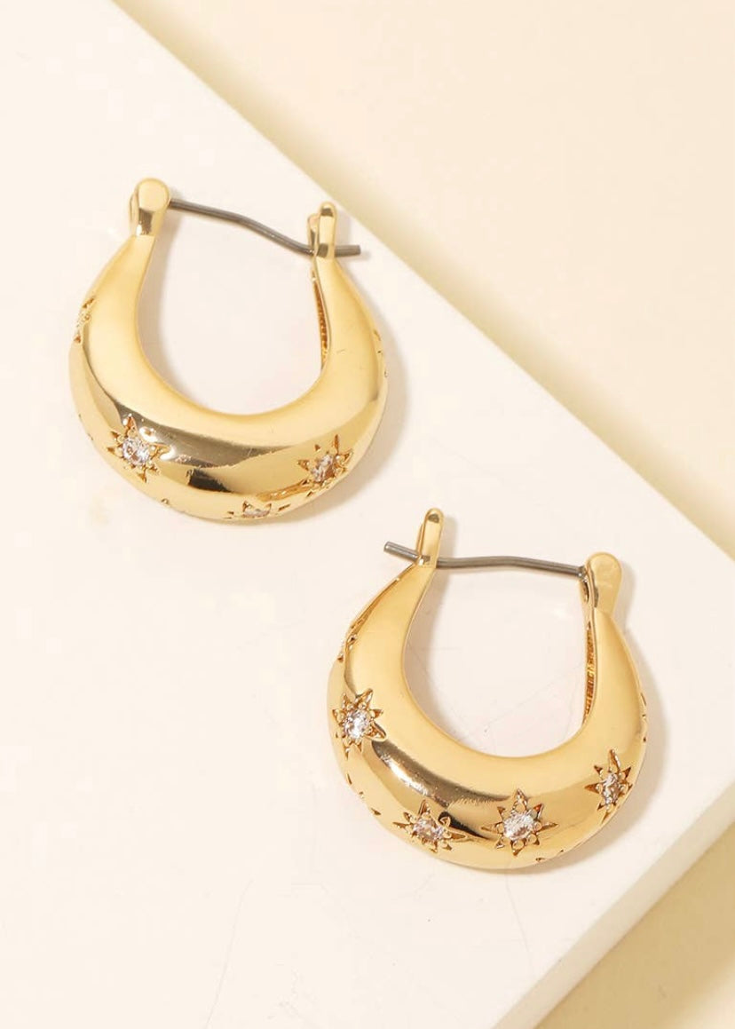 Star Engraved Hoop Earrings