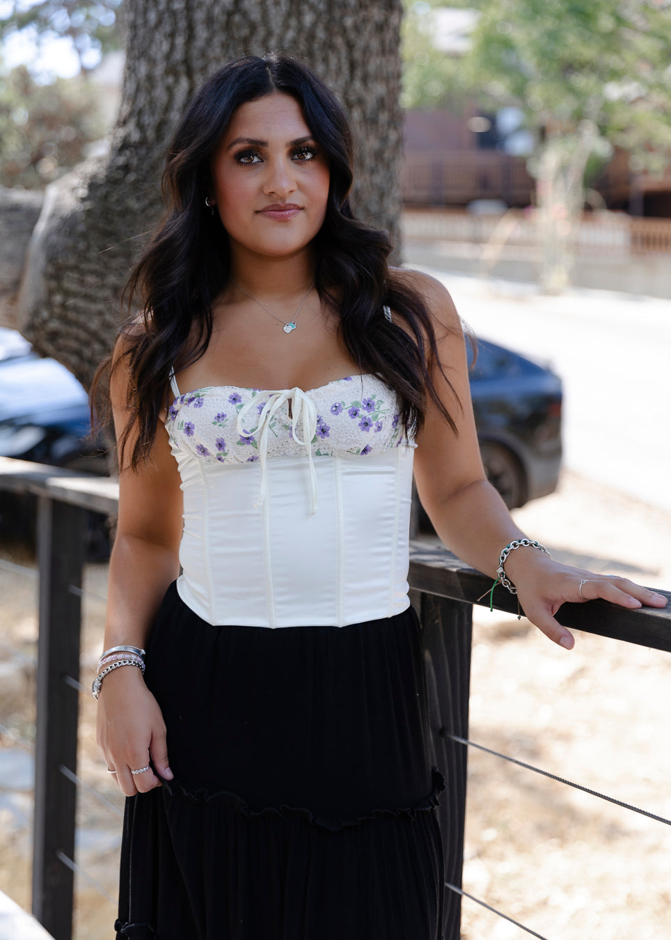 Enchanté Satin Lace Corset Top