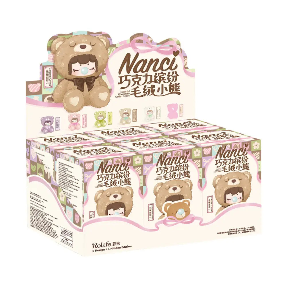 Box of Nanci chocolate plush bear with teddy bear design on packaging