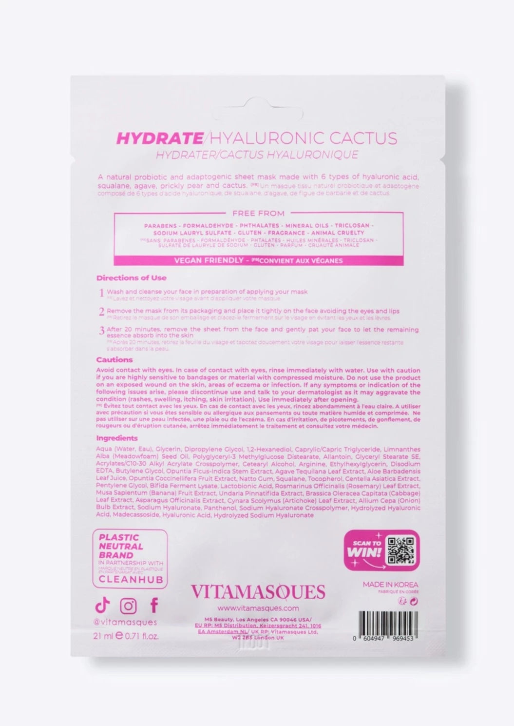 Hydrate Hyaluronic Cactus Face Sheet Mask