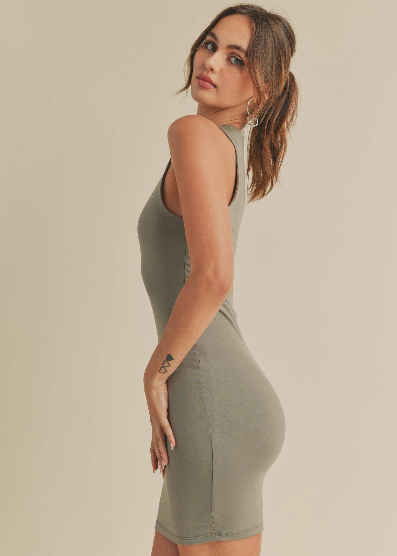 MOON DUST DOUBLE LAYER HIGH NECK MINI DRESS