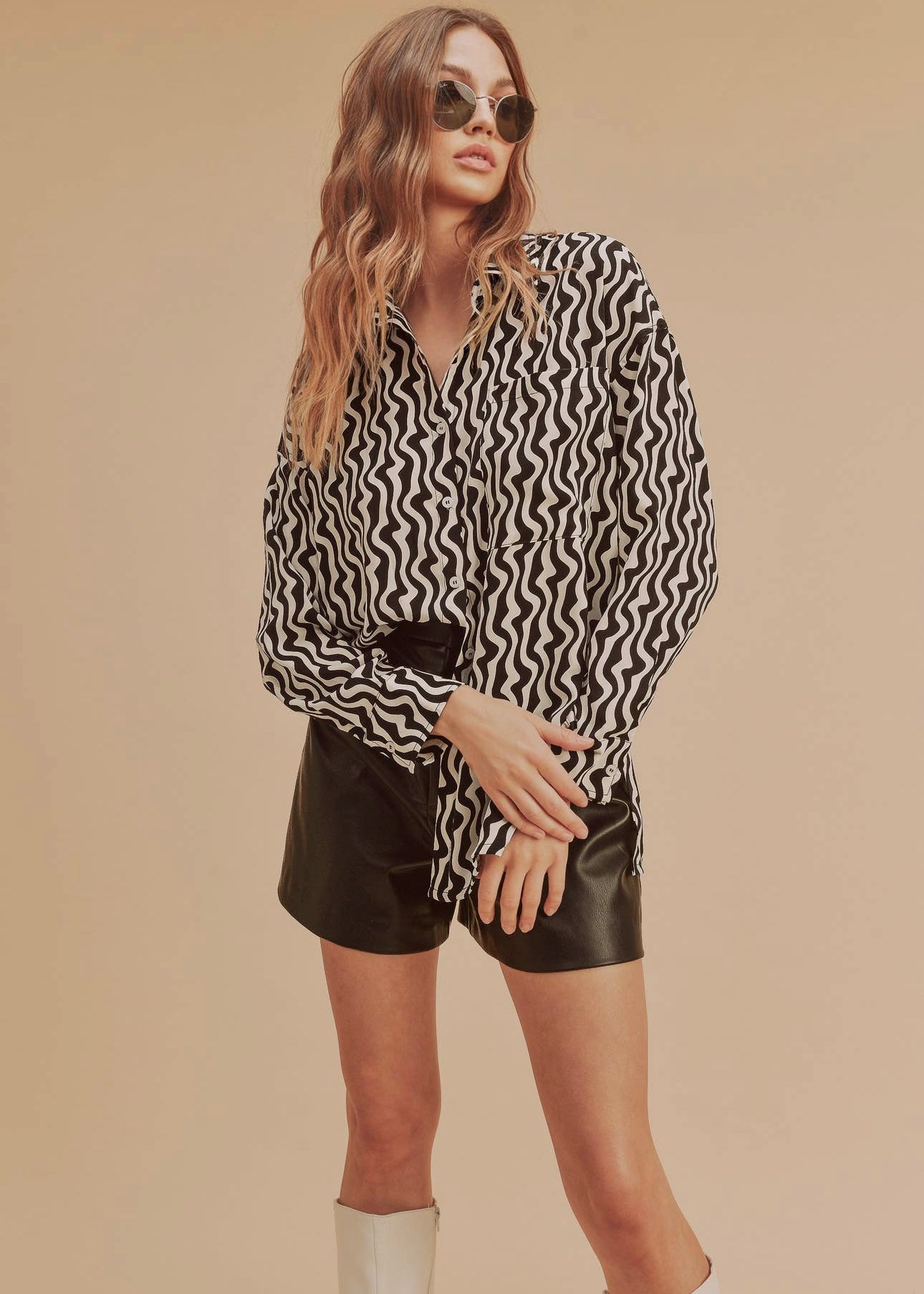 Kloris Button-Up Silky Blouse