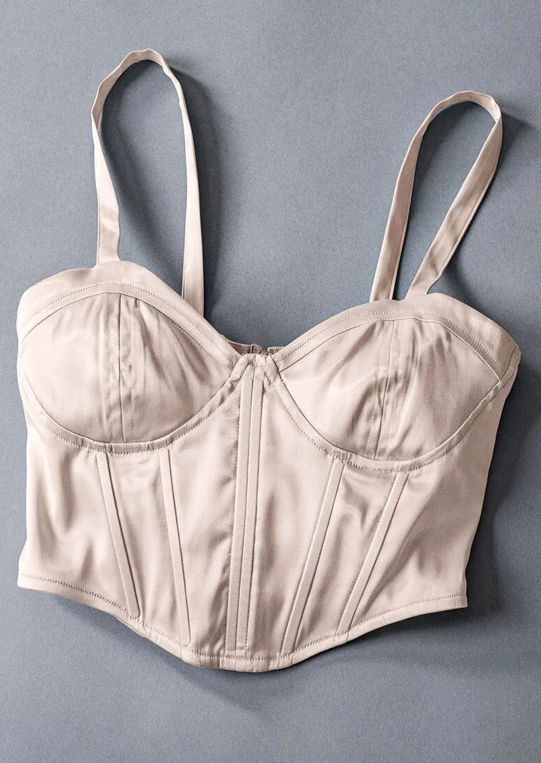 Must Be Love Satin Corset Top in Cream