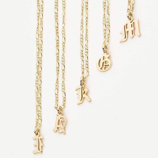 24K Gold-Plated Old English Initial Necklace