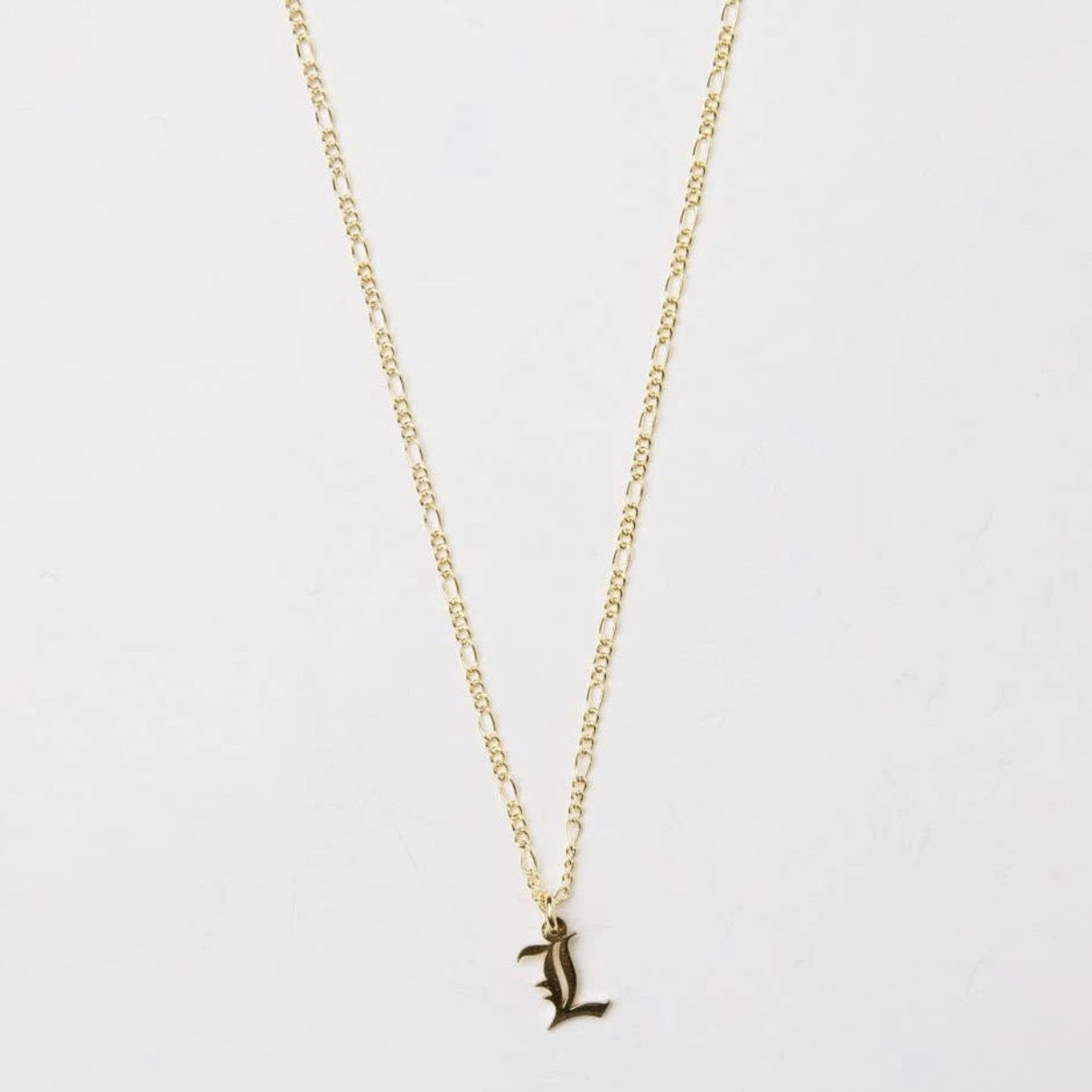 24K Gold-Plated Old English Initial Necklace