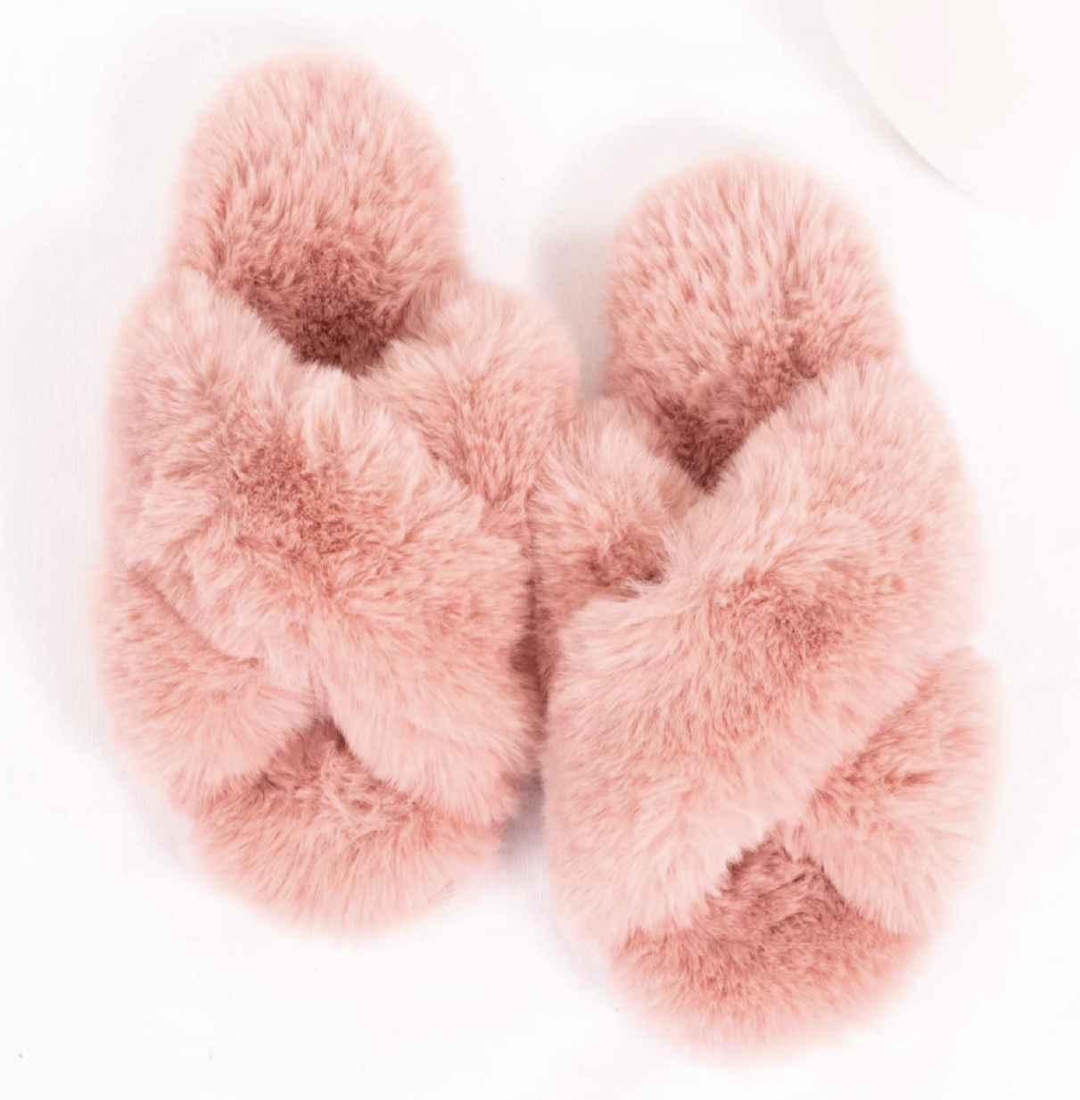 Slippers | Fuzzy Cross Band Slide Slippers