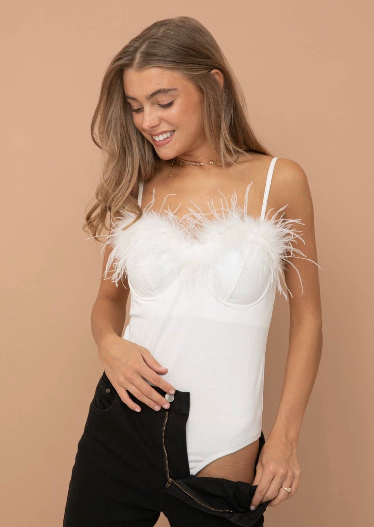Naughty or Nice Sweetheart Cami Bodysuit in Snow White