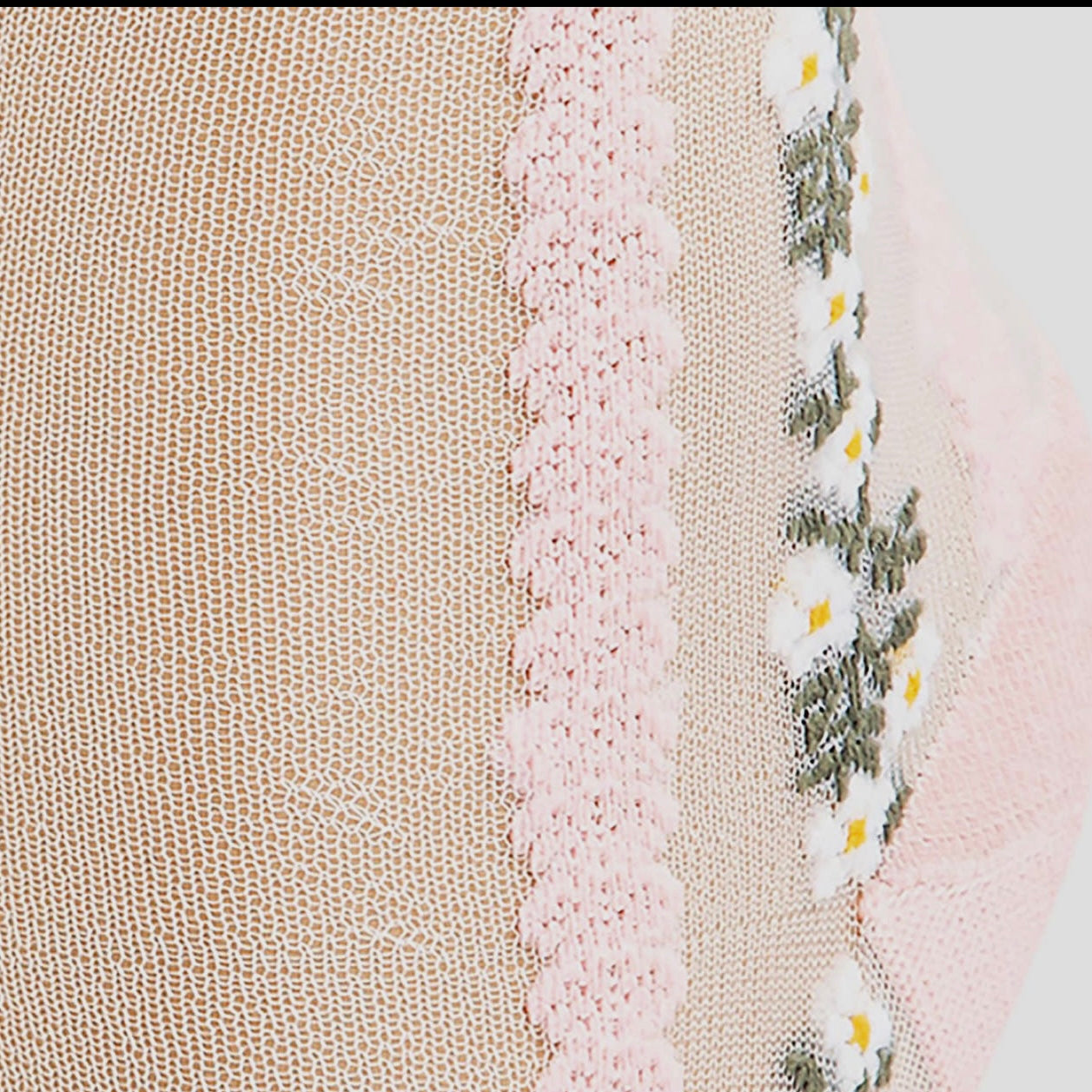 Pink Flower Print Sheer Sock