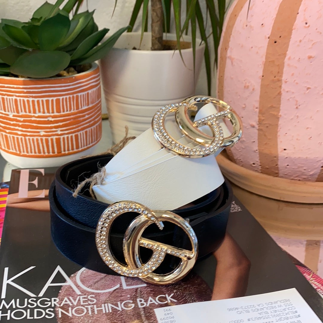 How Will They Know Diamond Faux Leather Belt in White