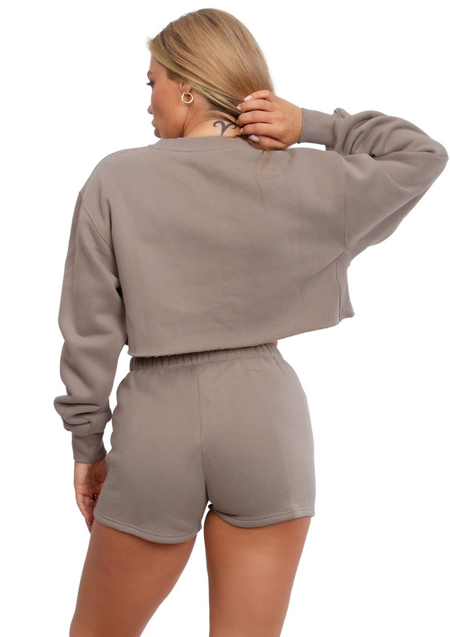 Momo Casual High Waisted Shorts in Olive Grey